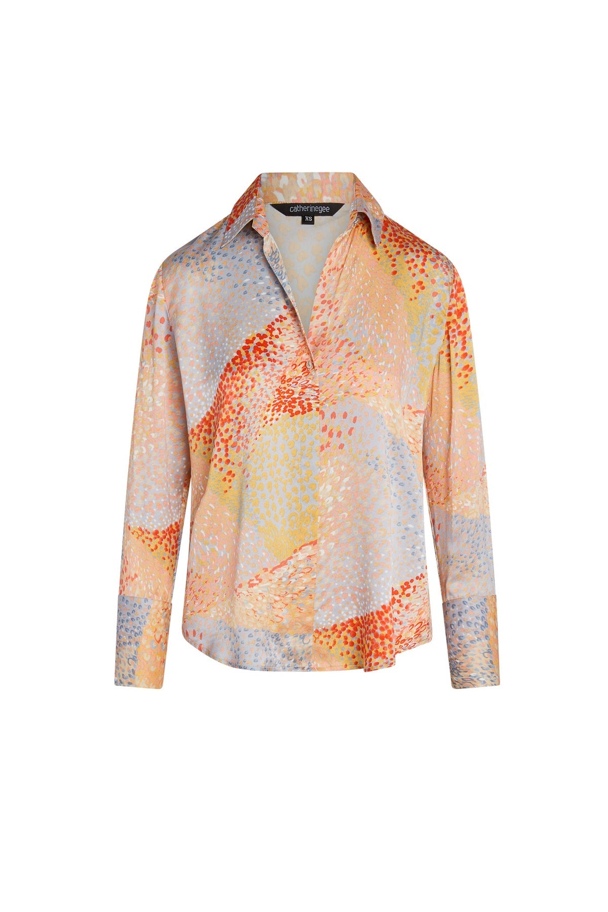 Catherine Gee Daria French Cuff Silk Blouse - Warm Cosmos