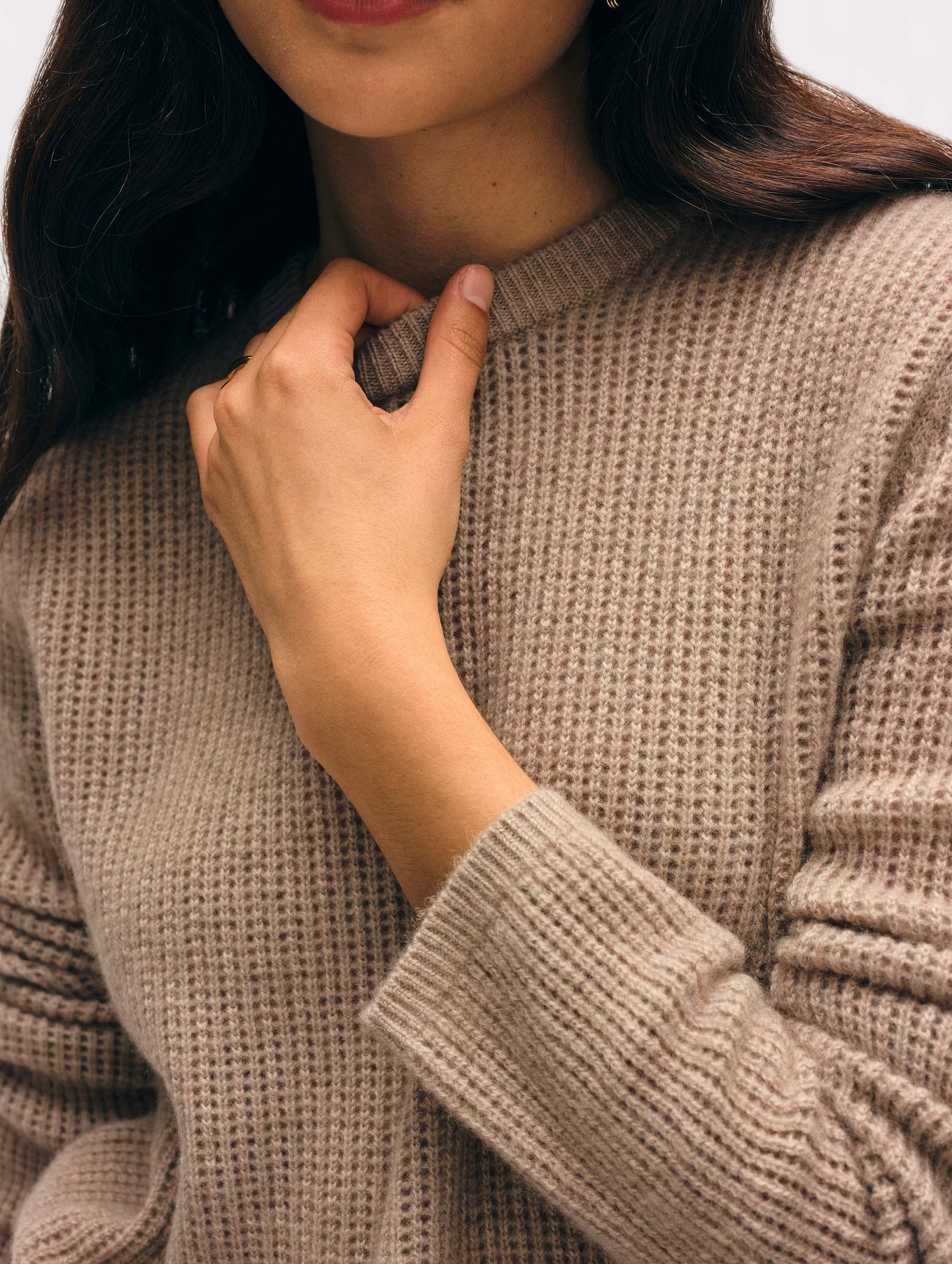 White + Warren Waffle Mesh Crew