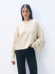 White + Warren Cashmere Blend Luxe Fringe Crew