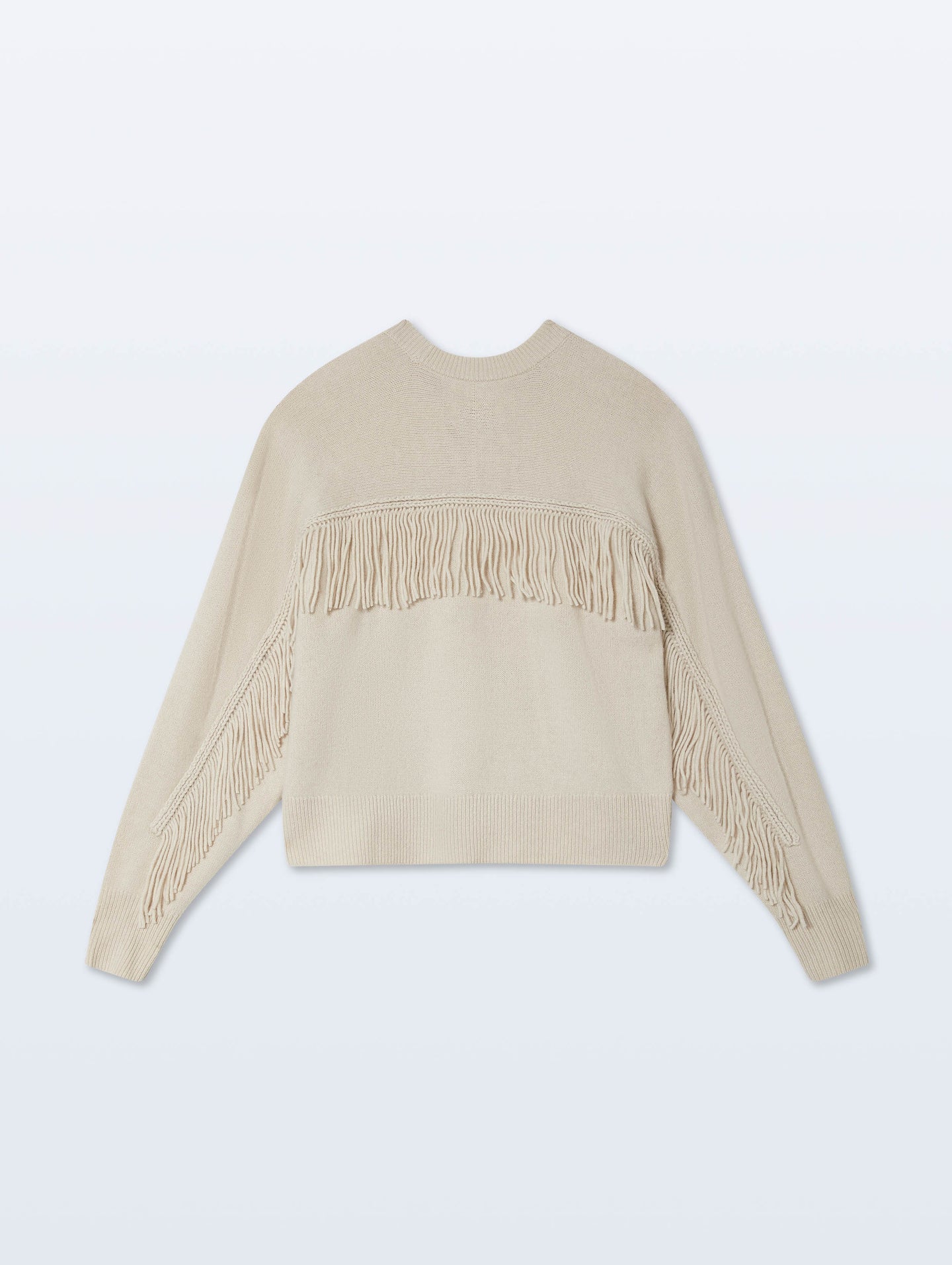 White + Warren Cashmere Blend Luxe Fringe Crew
