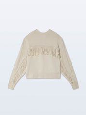 White + Warren Cashmere Blend Luxe Fringe Crew