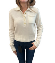 White + Warren Cashmere Gold Button Polo