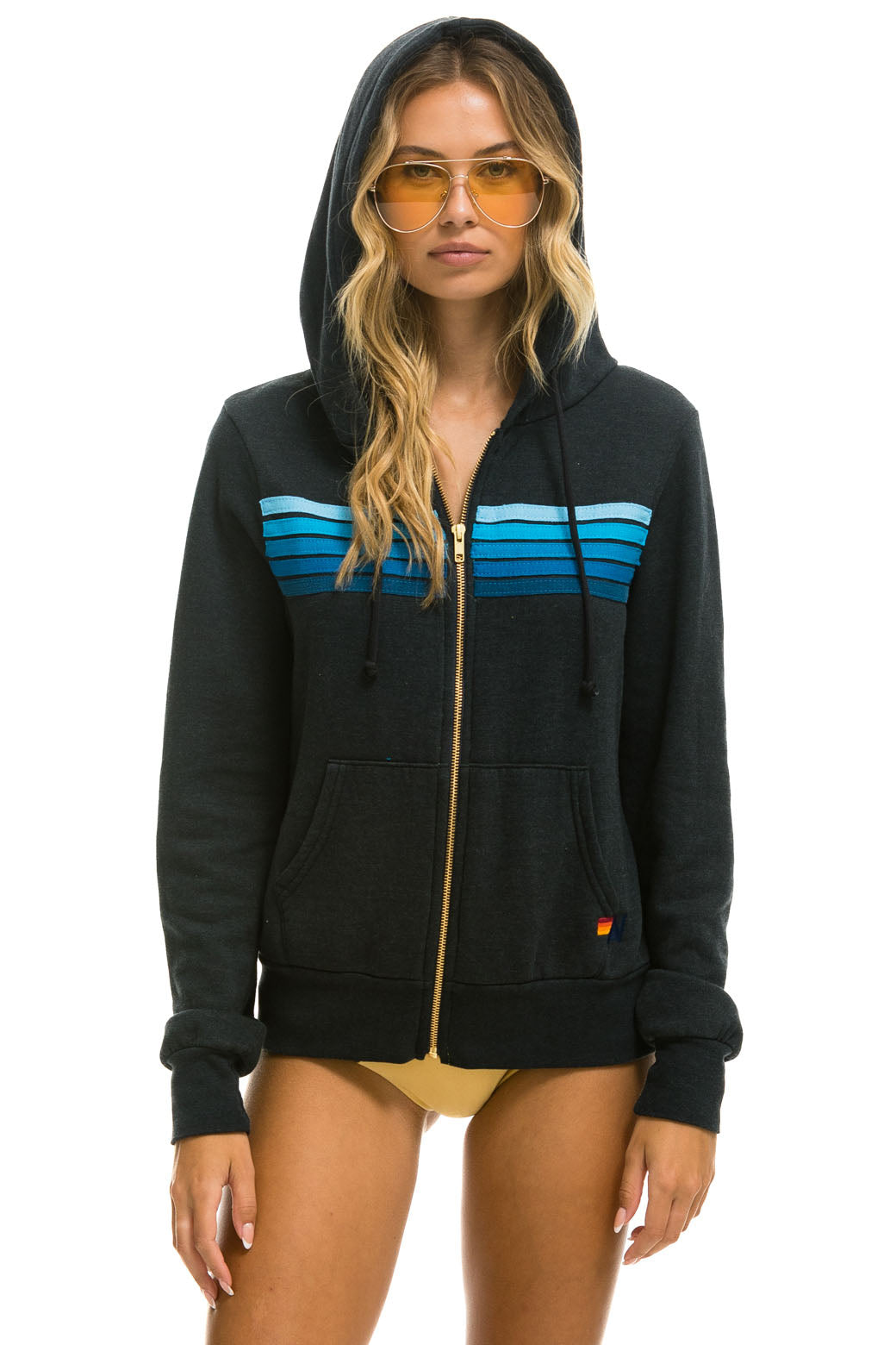 Aviator Nation 5 Stripe Zip Hoodie