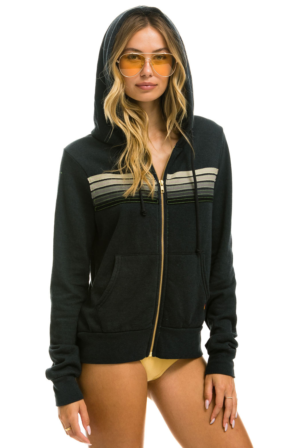 Aviator Nation 5 Stripe Zip Hoodie