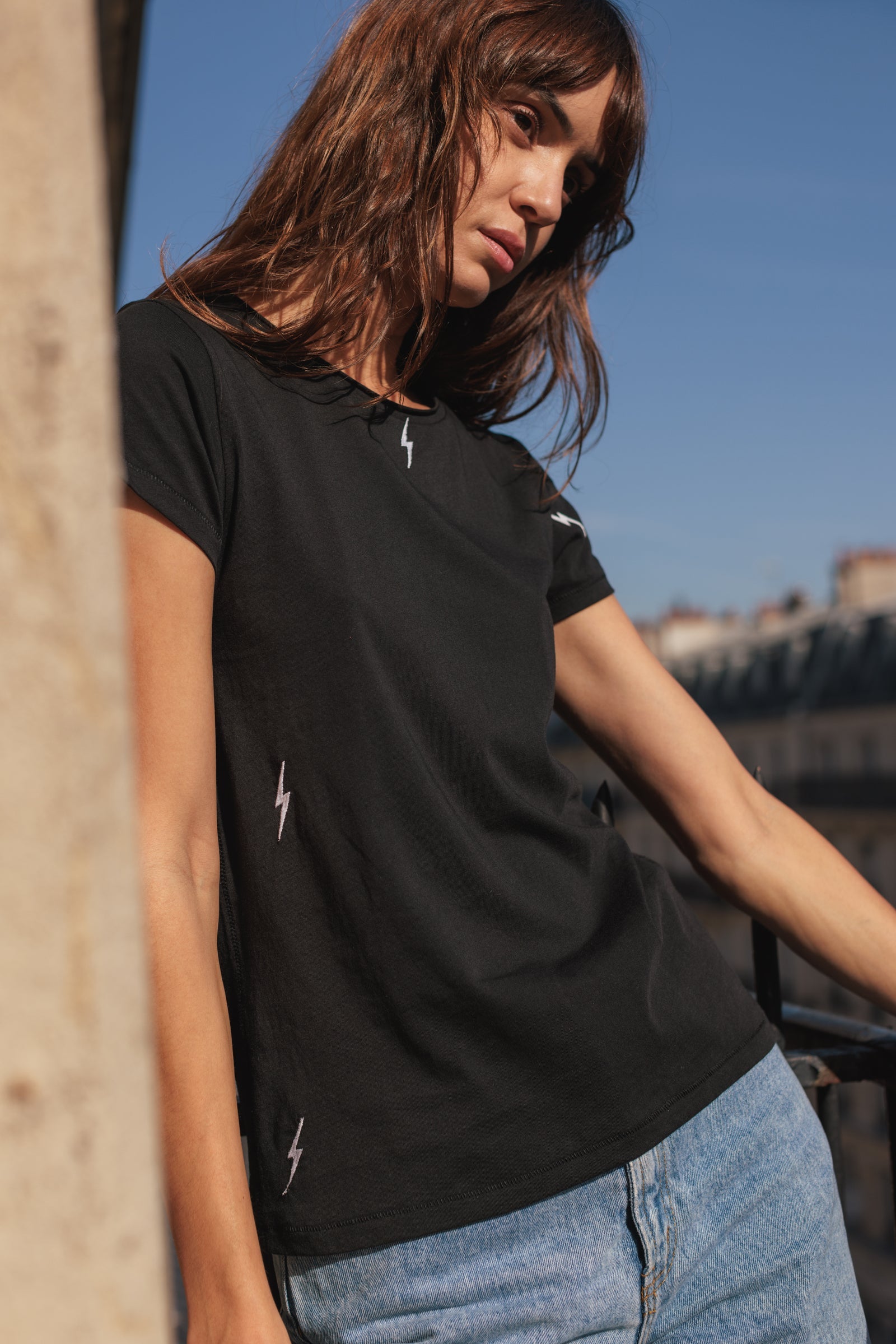 Catherine Gee Embroidered S/S Tee - Bolt