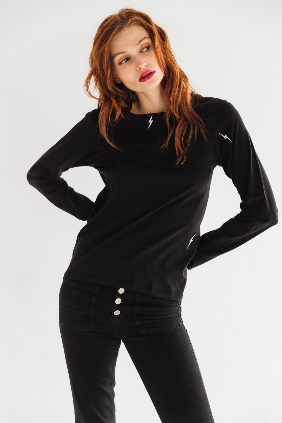 Catherine Gee Embroidered L/S Tee - Bolt