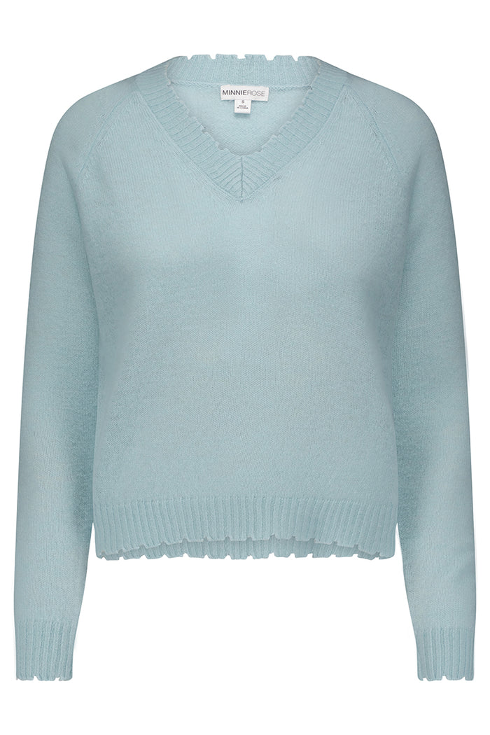 Minnie Rose Cashmere Frayed Edge Cropped Sweater