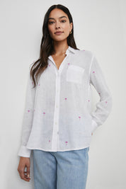 Rails Charli Shirt in Fuchsia Embroidered Palms