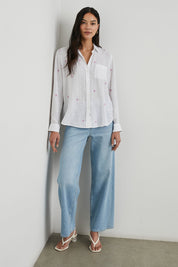 Rails Charli Shirt in Fuchsia Embroidered Palms