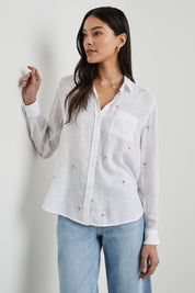 Rails Charli Shirt in Fuchsia Embroidered Palms