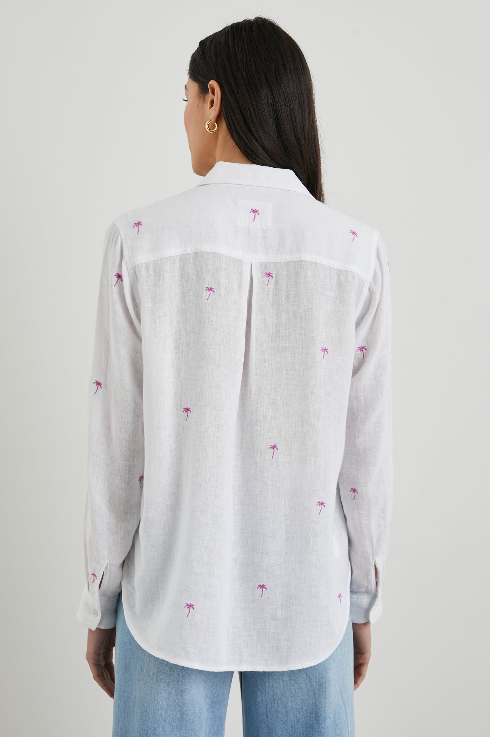 Rails Charli Shirt in Fuchsia Embroidered Palms