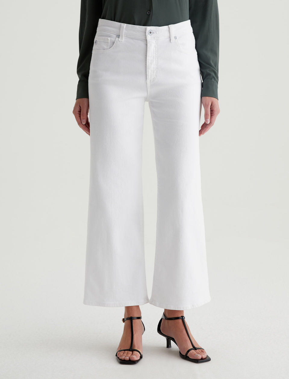 AG Saige Wide Leg Crop Jean in Gallery White