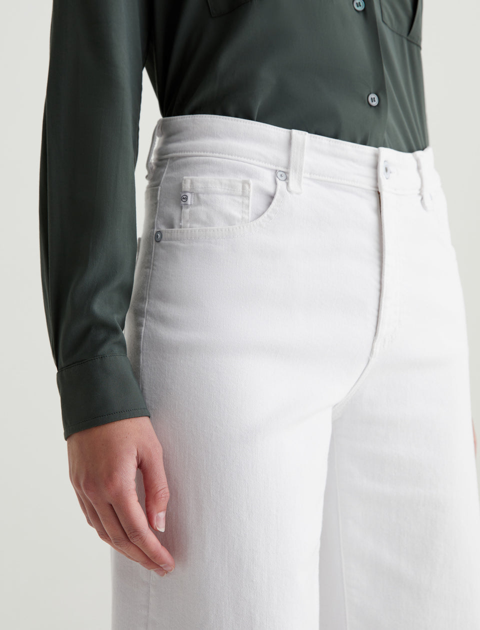 AG Saige Wide Leg Crop Jean in Gallery White