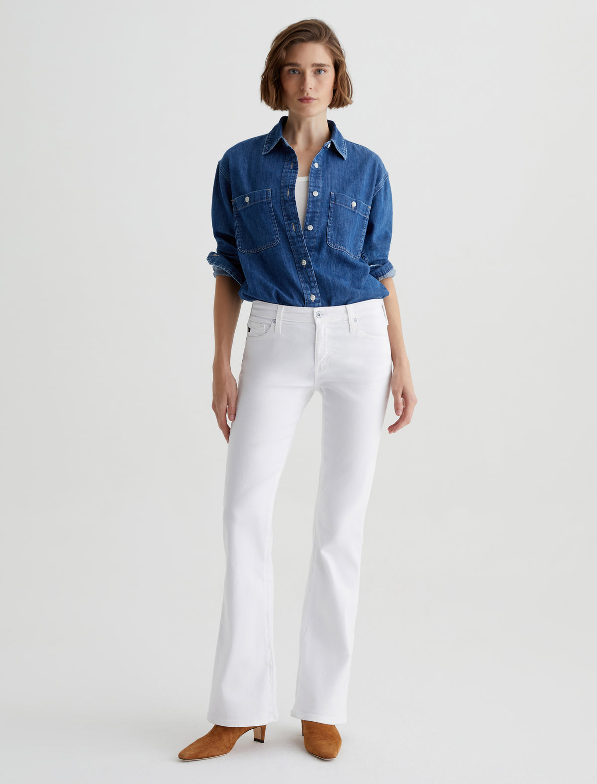 AG Angel Low Rise Bootcut Jean in Gallery White