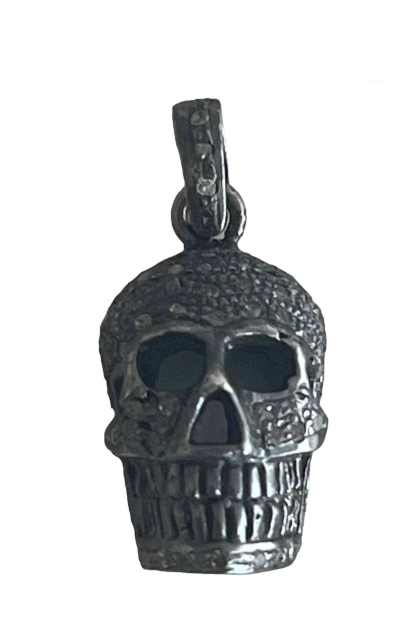 S.Row Designs Sterling Silver Diamond Skull Pendant