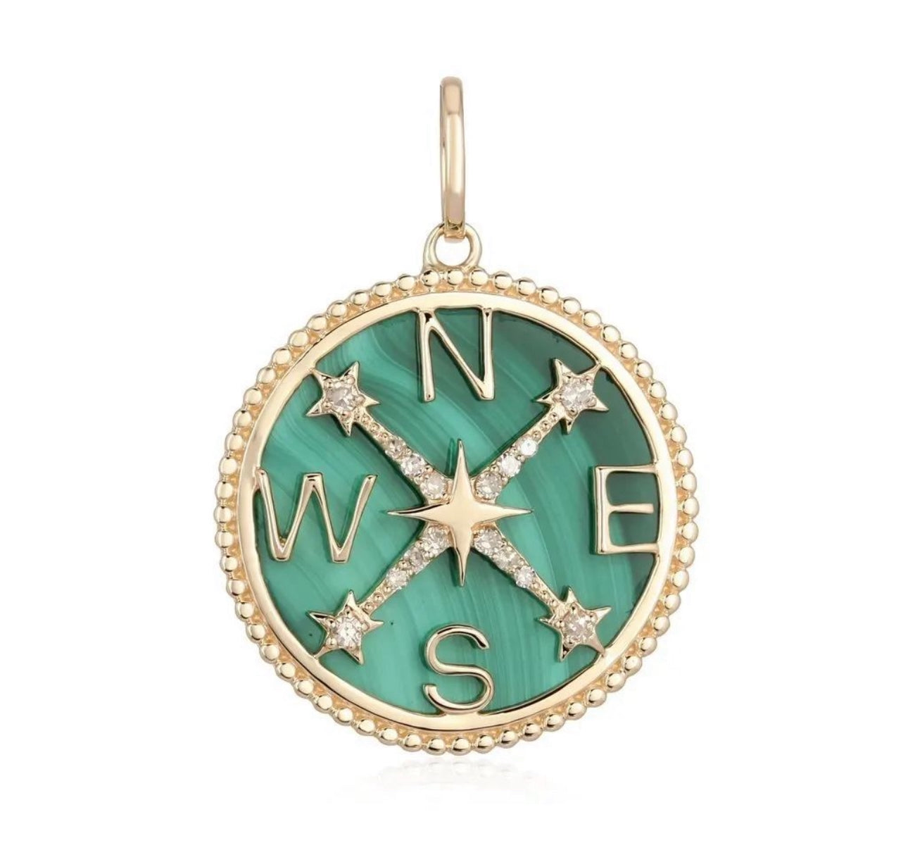 S.Row Designs Malachite & Diamond Compass Pendant