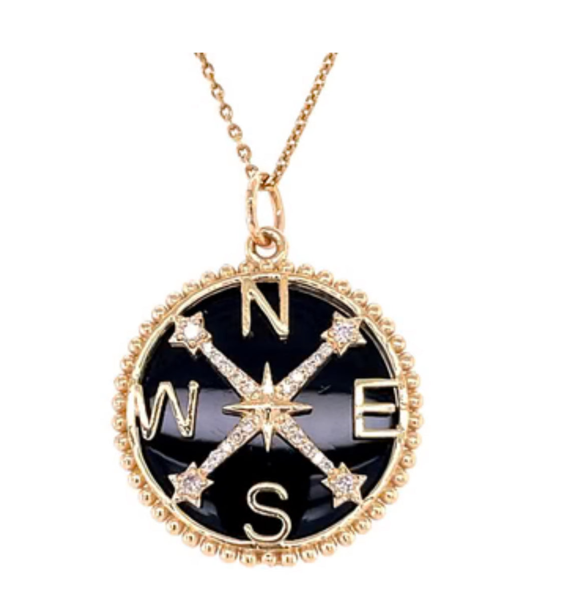 S.Row Designs Onyx & Diamond Compass Charm.