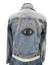 Collab322 Eye Spy Blue Denim Trucker Jacket