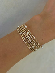 Karen Lazar Design 2MM Signature Beaded Bracelet with Large Sterling Silver Rondelle Pattern
