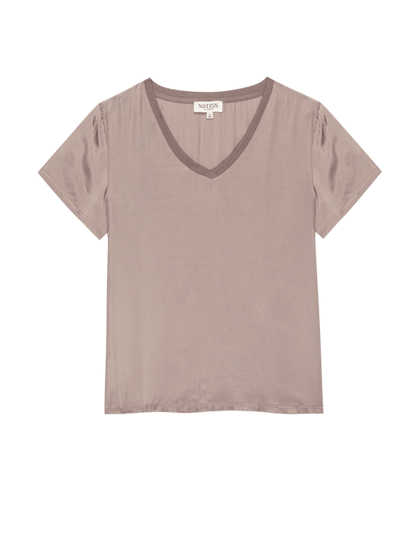 Nation June Satin V Neck Top