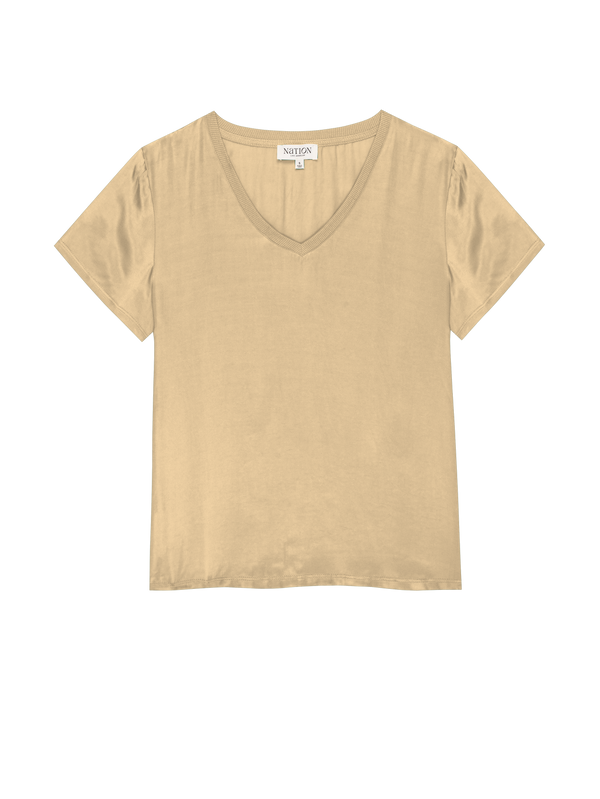 Nation June Satin V Neck Top