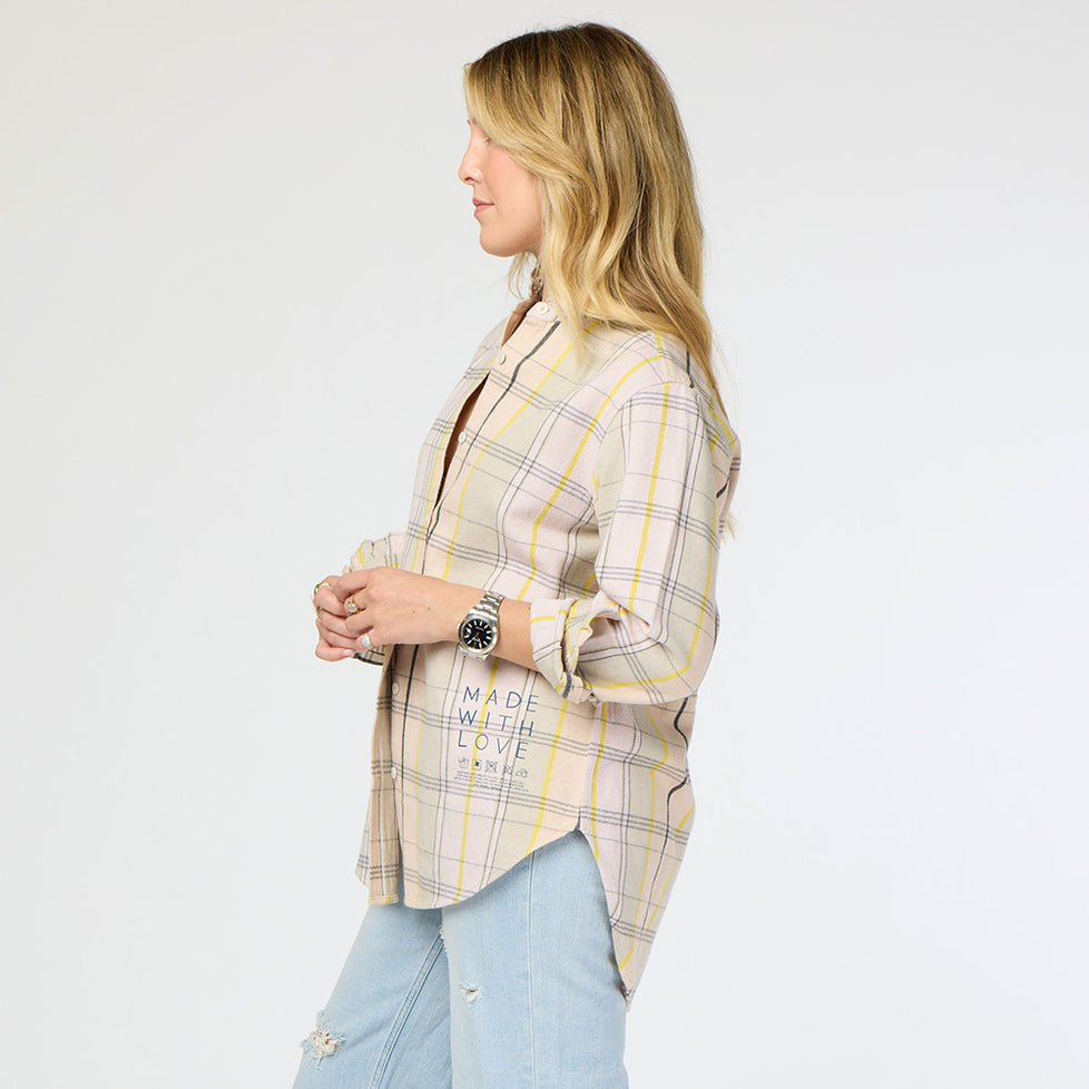 Kerri Rosenthal Mia Ruffle Shirt Cabin Plaid