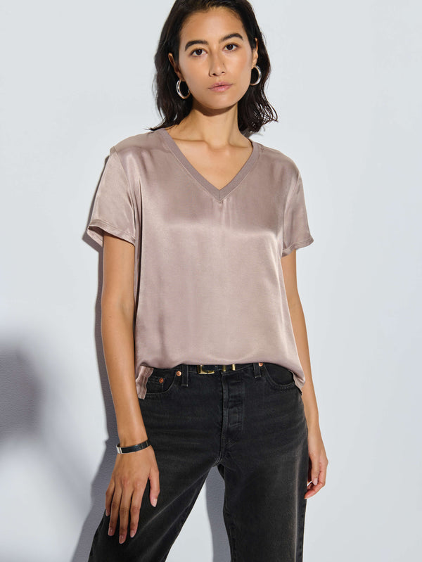 Nation June Satin V Neck Top