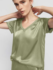 Nation June Satin V Neck Top