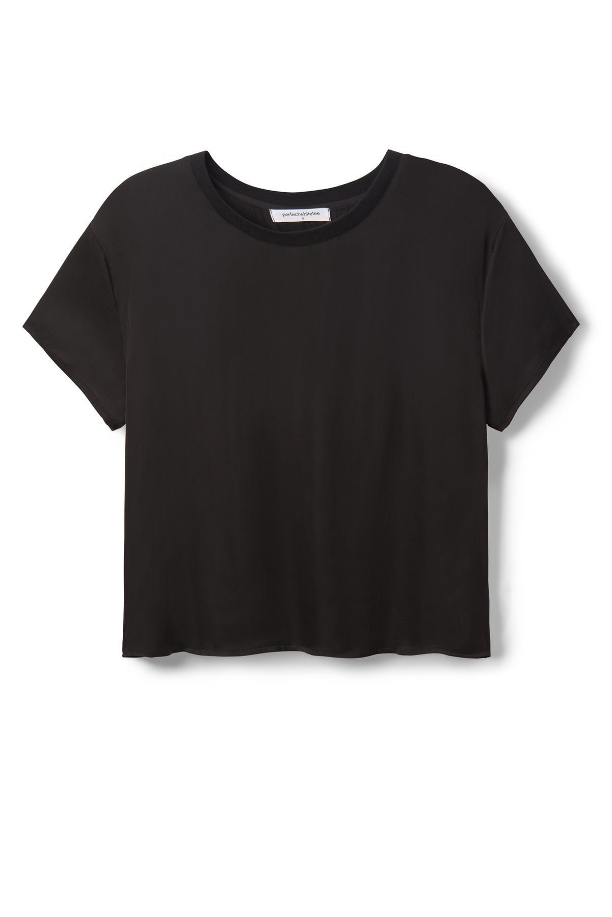 Perfect White Tee Delphine Satin Crew Neck Tee