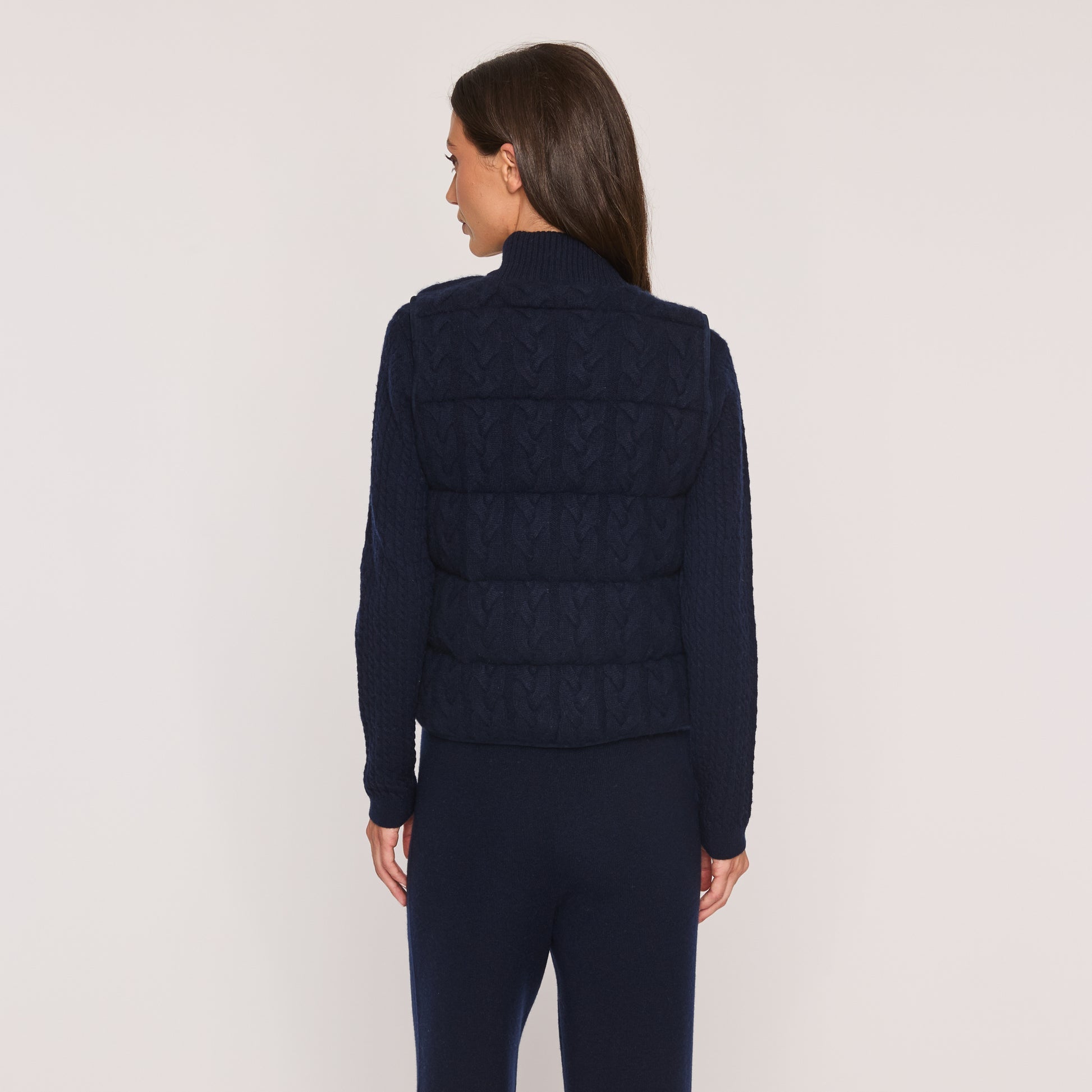 Cashmere Project Cable Puffer Vest