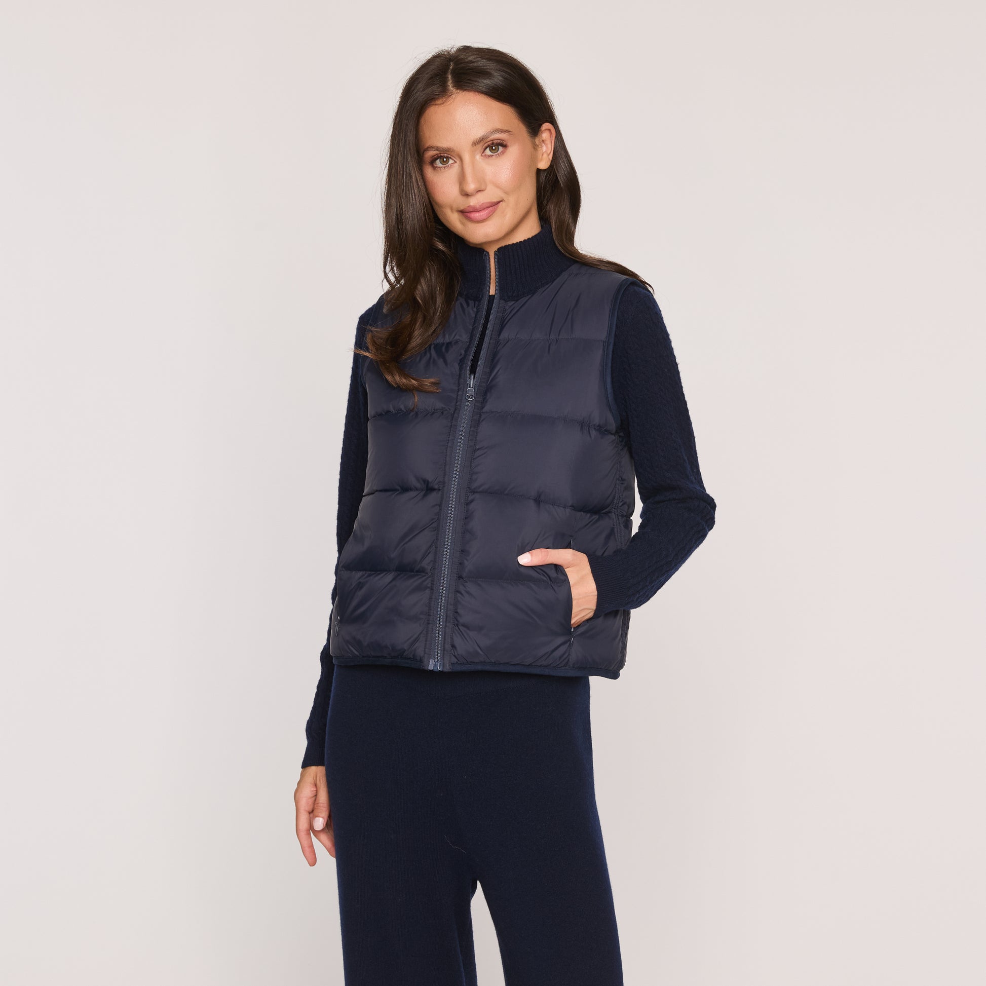 Cashmere Project Cable Puffer Vest
