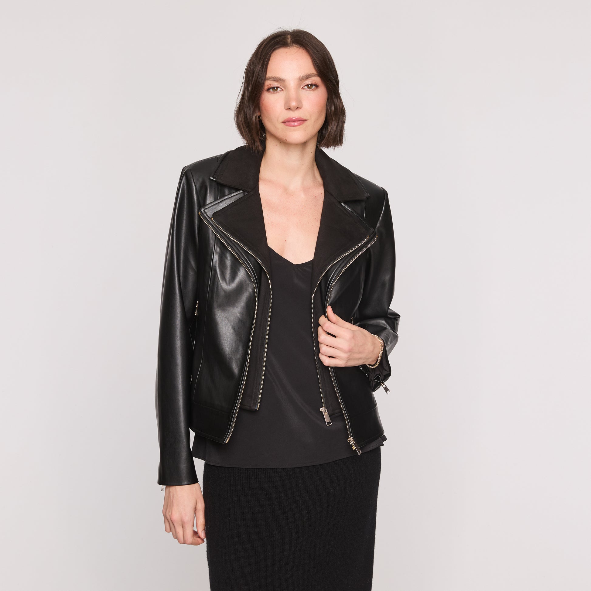 Cashmere Project Vegan Leather and Suede Moto