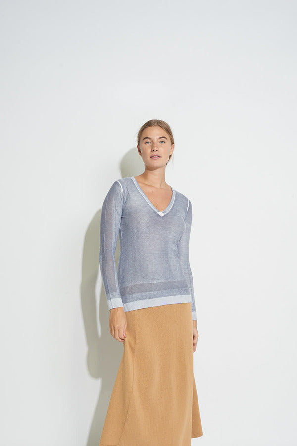Kokun Overdyed Fitted V Neck L/S Tee