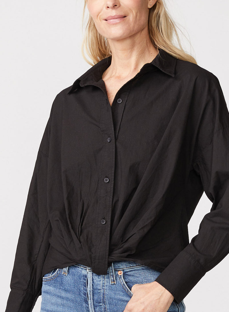 Stateside Poplin Long Sleeve Front Twist Shirt