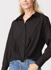 Stateside Poplin Long Sleeve Front Twist Shirt