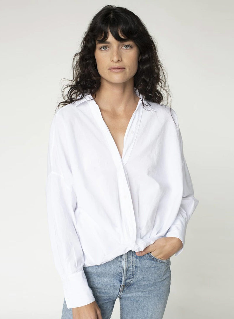 Stateside Poplin Long Sleeve Front Twist Shirt