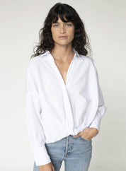 Stateside Poplin Long Sleeve Front Twist Shirt