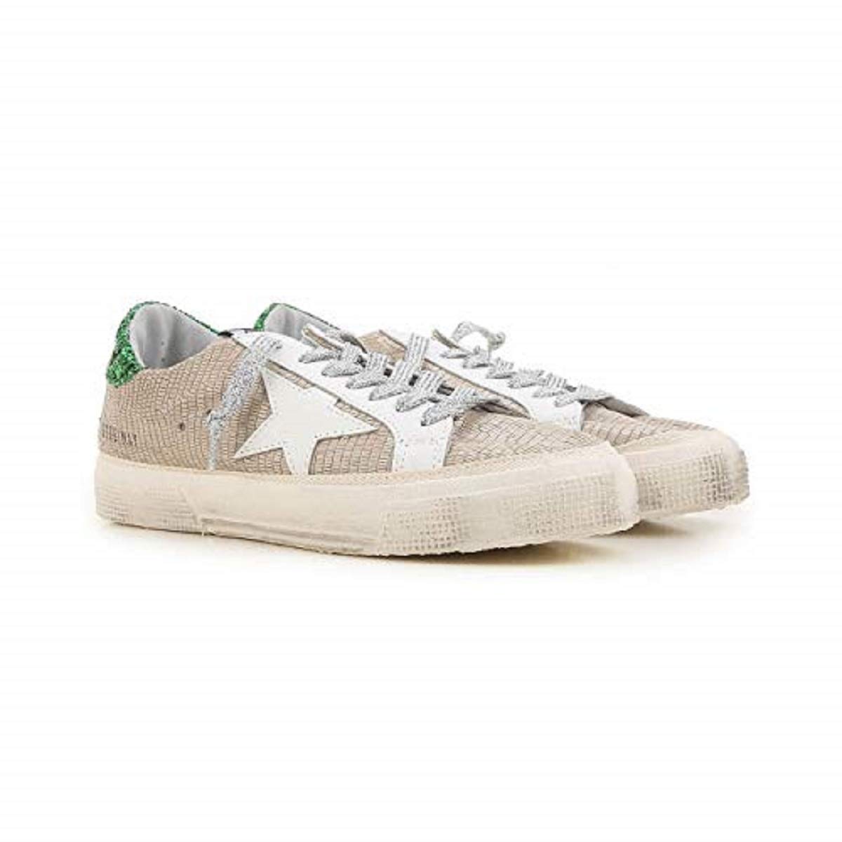 Golden Goose May Sand Lizard Emerald Sneakers