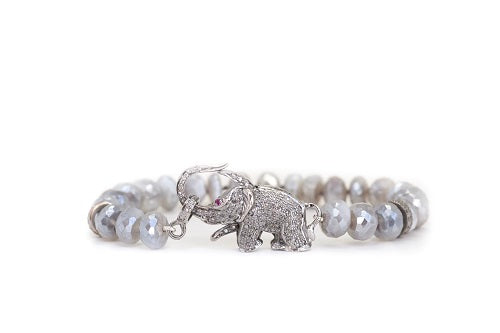 S.Row Designs Labradorite Stone with Diamond Elephant Clasp Bracelet