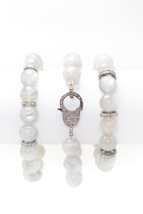 S.Row Designs Labradorite Beaded Bracelet with Diamond Clasp