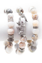 S.Row Designs Flows Agate Stone with Triple Diamond Spacers