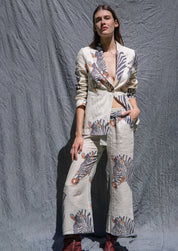 Las Surenas Cotton Linen Printed Blazer