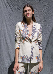 Las Surenas Cotton Linen Printed Blazer