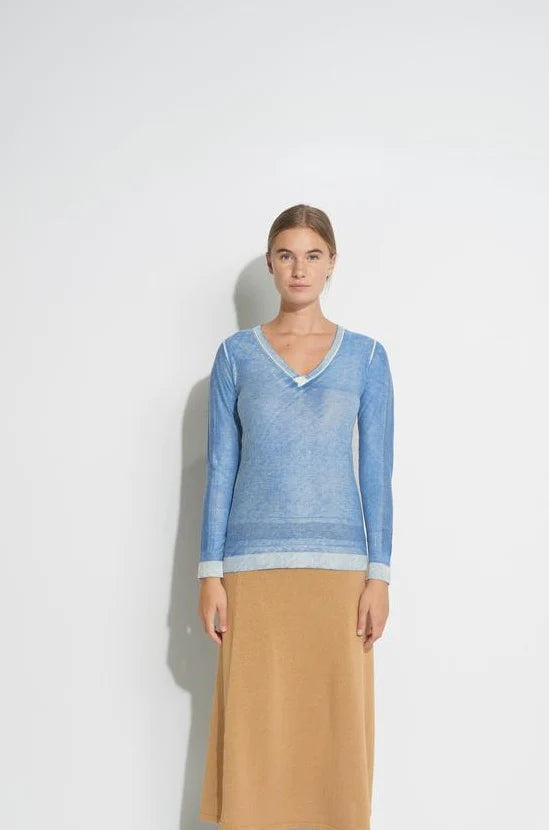 Kokun Overdyed Fitted V Neck L/S Tee