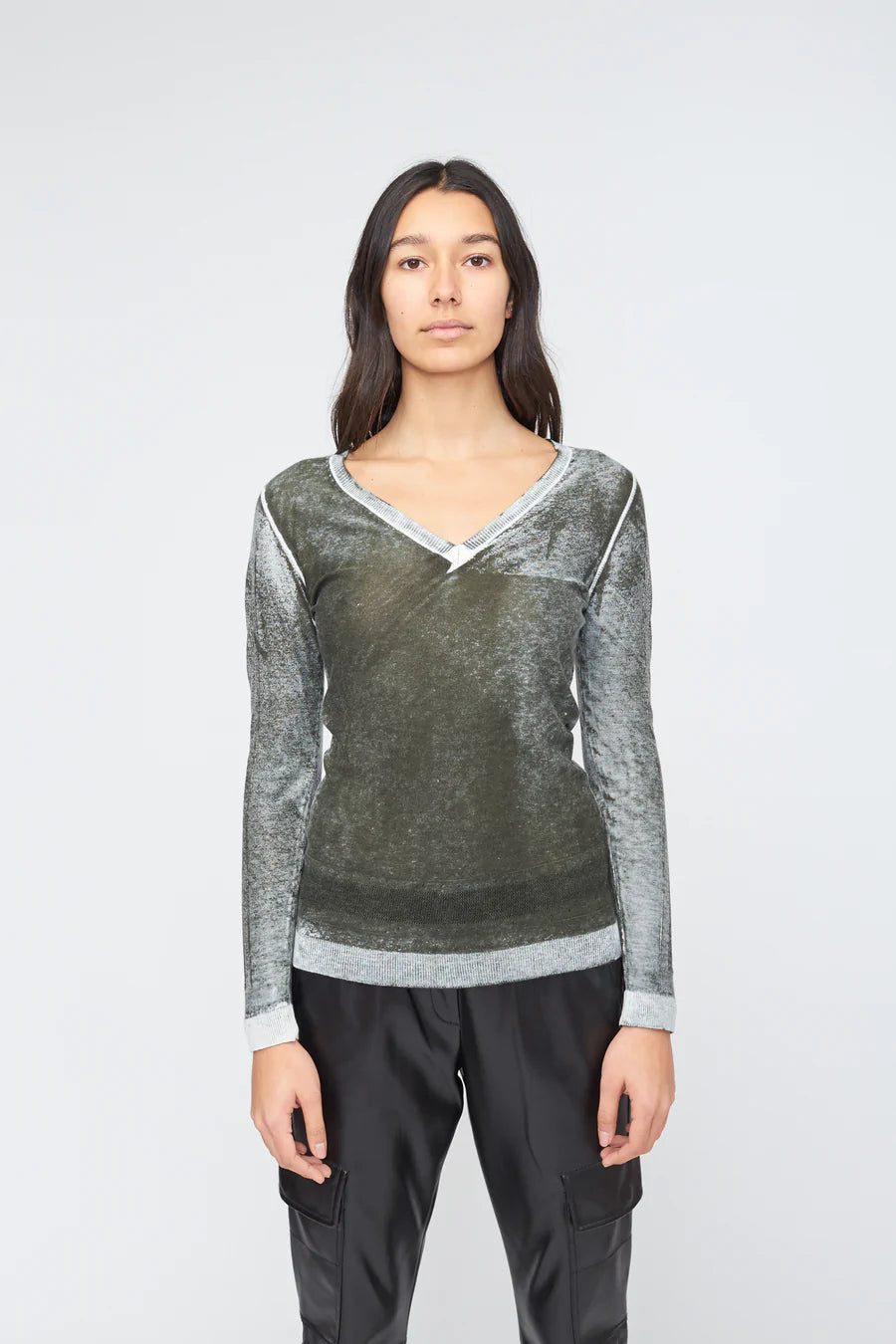 Kokun Overdyed Fitted V Neck L/S Tee