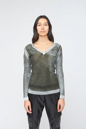 Kokun Overdyed Fitted V Neck L/S Tee