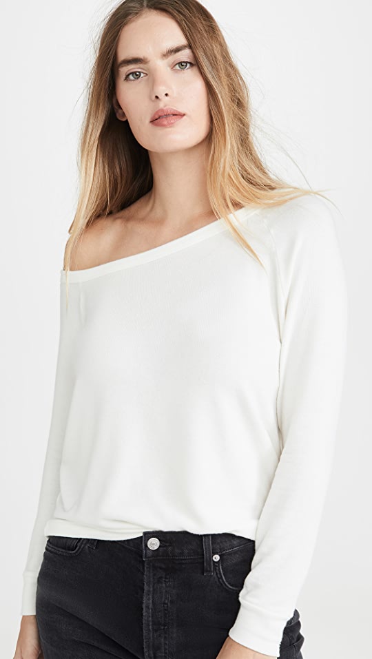 Enza Costa Peached Jersey Easy Off Shoulder L/S Top