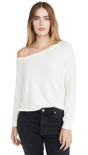 Enza Costa Peached Jersey Easy Off Shoulder L/S Top