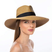 Eric Javits DAPHNE FEDORA HAT - NATURAL/BLACK