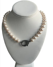 S.Row Designs Freshwater Pearls with Pave Diamond Claw